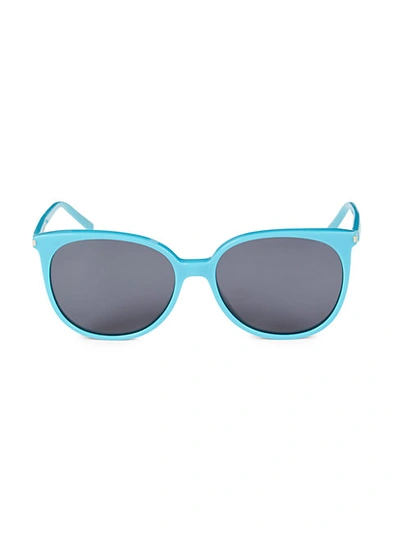 Shop Saint Laurent 54mm Squared Cat Eye Sunglasses In Turquoise