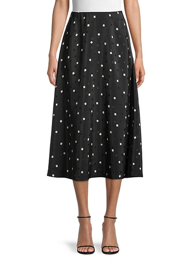 Shop Theory Geometric Print Silk Midi Skirt In Black Multi