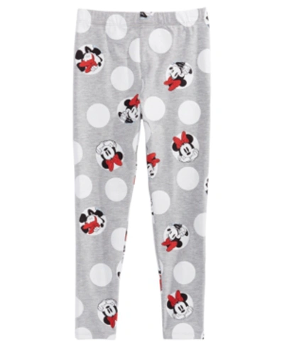 Shop Disney Little Girls Playful Minnie Mouse Dot Leggings In Heather Gray