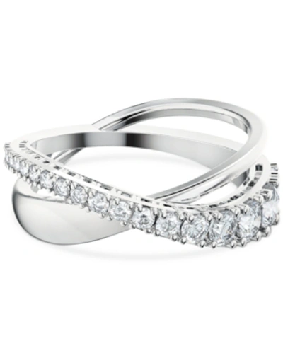 Shop Swarovski Silver-tone Crystal Twist Double-row Ring