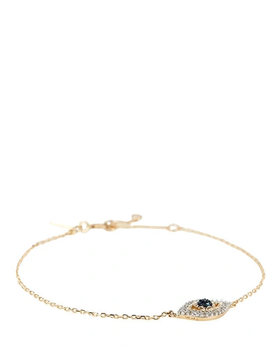 Shop Adina Reyter Tiny Pavé Evil Eye Bracelet In Gold