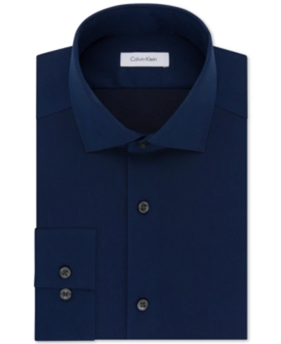 Shop Calvin Klein Steel Men's Slim-fit Non-iron Performance Spread Collar Herringbone Dress Shirt In Bl Vlvt