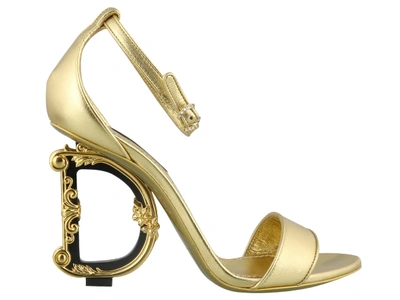 Shop Dolce & Gabbana Dg Baroque Logo Sandals In Gold