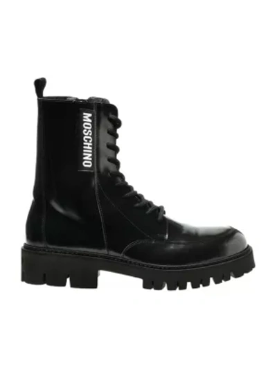 Shop Moschino Lug-sole Ankle Boots In Nero