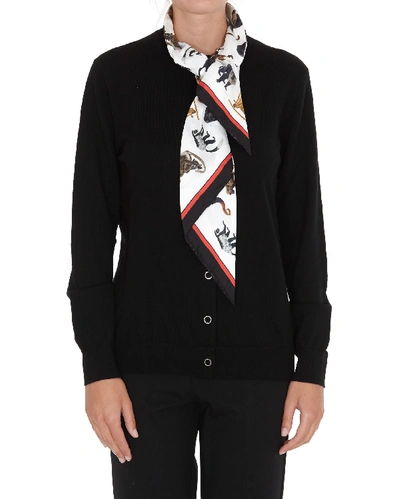 Shop Burberry Cardigan With Scarf In Black