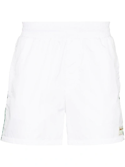 Shop Gucci Web Striped Swimming Shorts In White