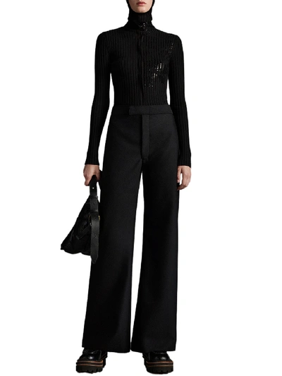 Shop Moncler Palazzo Trousers Black