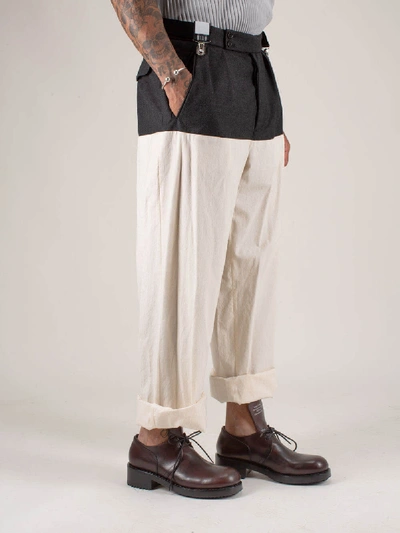 Shop Raf Simons Wide Fit Pants With Horizontal Cut In Mixed