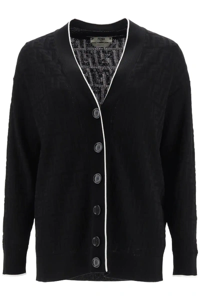 Shop Fendi Cardigan With Ff Motif In Black