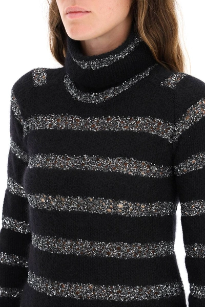 Shop Saint Laurent Mohair Pullover With Sequins In Black,silver