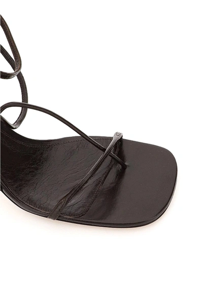 Shop Bottega Veneta Bv Line Leather Thong Sandals In Brown