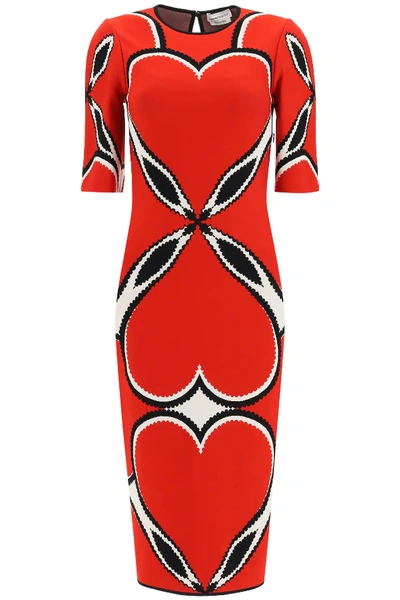 Shop Alexander Mcqueen Love Heart Dress In Red,white,black