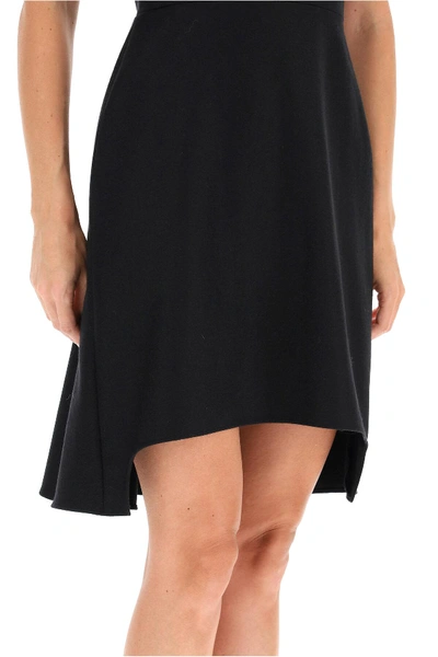 Shop Alexander Mcqueen Asymmetric Wool Mini Dress In Black