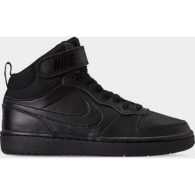 Shop Nike Big Kids' Court Borough Mid 2 Casual Shoes In Black/black/black