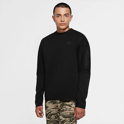 Shop Nike Men's Sportswear Tech Fleece Crewneck Sweatshirt In Black/black