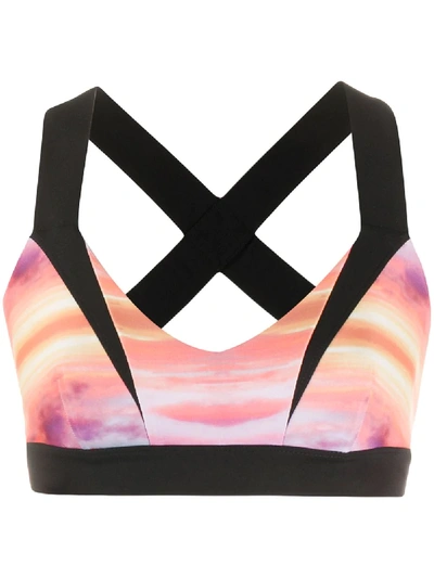 Shop No Ka'oi Abstract-print Sports Bra In Orange