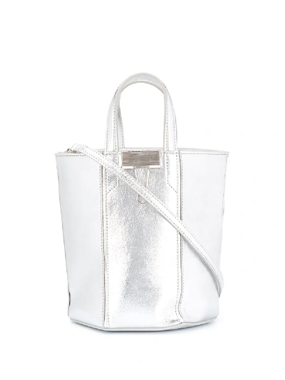 Shop Off-white Laminate Allen Bucket Bag In Metallic