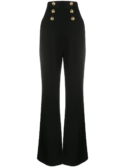 Shop Balmain High Waist Corset Trousers In Black