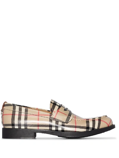 Shop Burberry Emile Vintage Check Loafers In Neutrals ,black