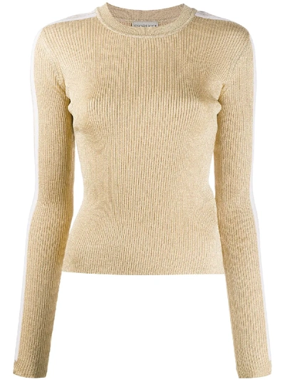Shop Fiorucci Side-stripe Ribbed-knit Jumper In Gold