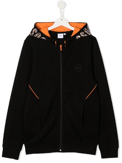 Shop Hugo Boss Teen Logo-print Hoodie In Black