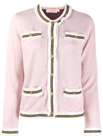 Shop Tory Burch Kendra Fringed Cardigan In Pink