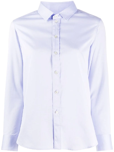 Shop Saint Laurent Long-sleeve Button-up Shirt In Blue