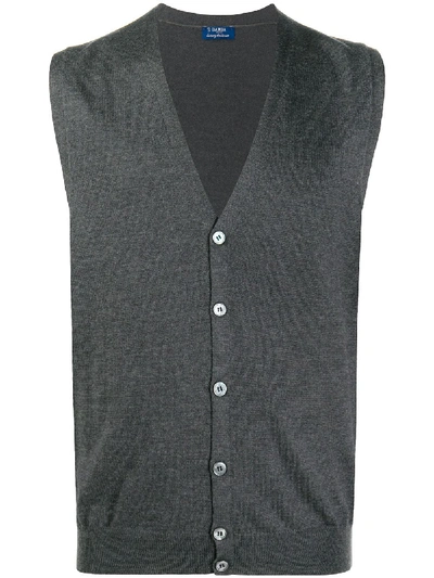 Shop Barba V-neck Cardigan In Grey