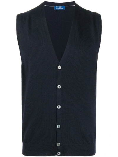 Barba Napoli V-neck Vest In Blue In Blue