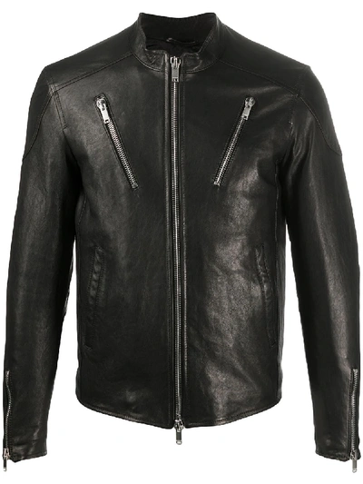 Shop Dondup Fitted Lambskin Jacket In Black