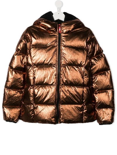 Shop Ai Riders On The Storm Young Hooded Padded Jacket In Gold