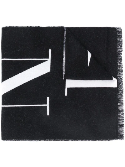 Shop Valentino Vltn Logo Knit Scarf In Black