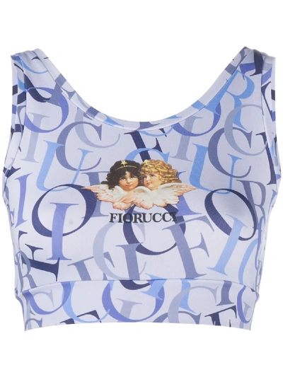 Shop Fiorucci Logo-print Crop Top In Blue
