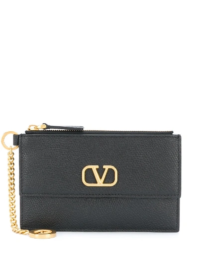 Shop Valentino Vlogo Zipped Wallet In Black
