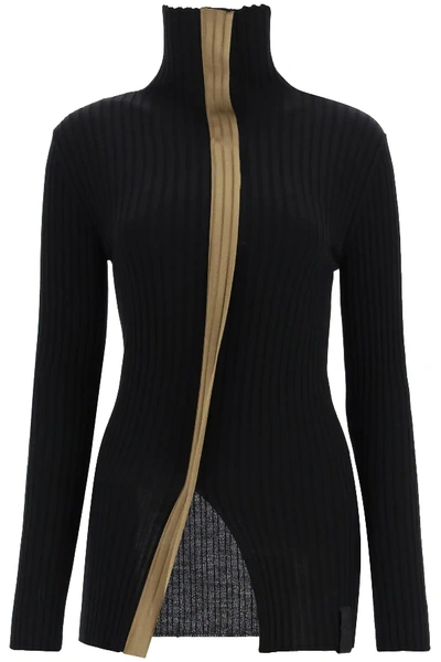 Shop Moncler 2  Ciclista Tricot Turtleneck Sweater In Black,brown
