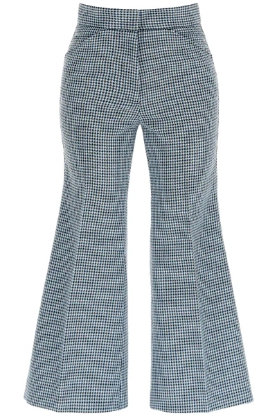 Shop Moncler 2  Houndstooth Trousers In Blue,light Blue