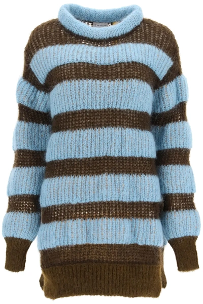 Shop Moncler Genius 2 Tricot Sweater In Light Blue,brown