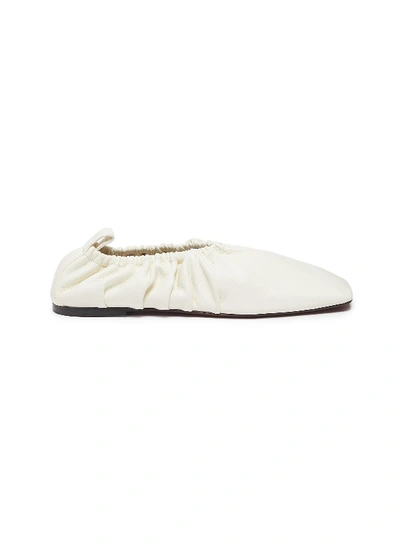 Shop Neous Phinia' Ruched Square Toe Ballerina In White