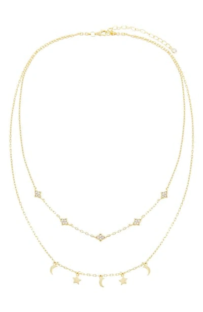 Shop Adinas Jewels Double Layer Charm Necklace In Gold