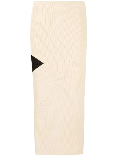 Shop Off-white Ribbed Pencil Skirt In Neutrals