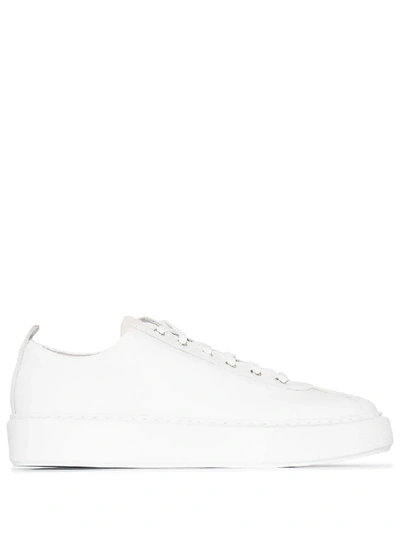 WHITE LEATHER LOW TOP SNEAKERS