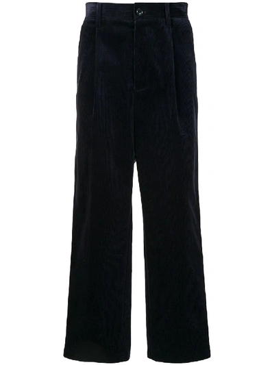 Shop Coohem Side-stripe Corduroy Trousers In Blue