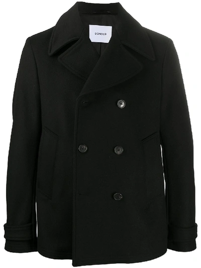 Shop Dondup Short Double-breasted Coat In Black