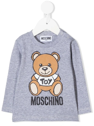 Shop Moschino Long Sleeve T-shirt In Grey