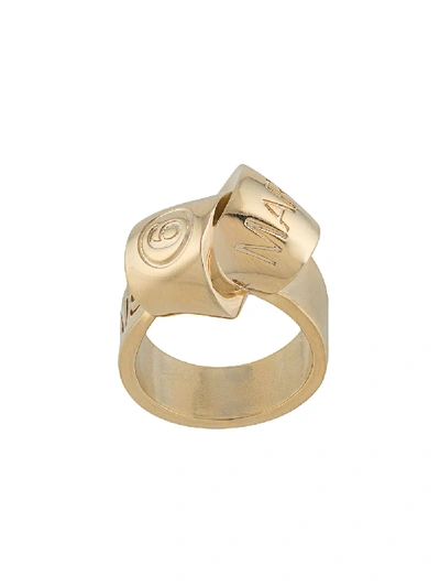 Shop Mm6 Maison Margiela Logo Ring In Gold