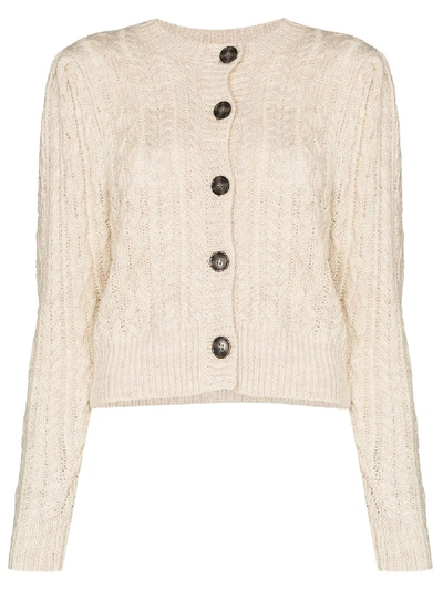 Shop Isabel Marant Étoile Rianne Puff Sleeve Cardigan In White