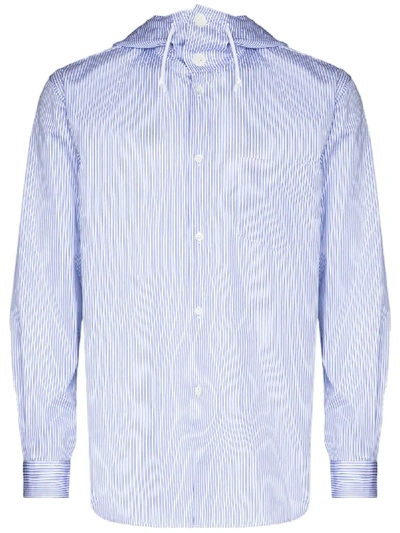 Shop Comme Des Garçons Shirt Hooded Buttoned Shirt In Blue