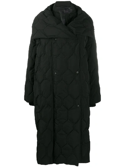 Shop Christian Wijnants Oversize Honeycomb Quilted Coat In Black