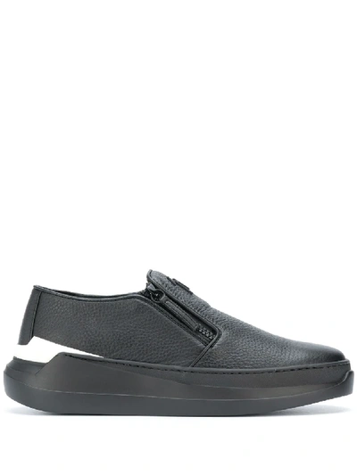 Shop Giuseppe Zanotti Conley Leather Slip-on Sneakers In Black