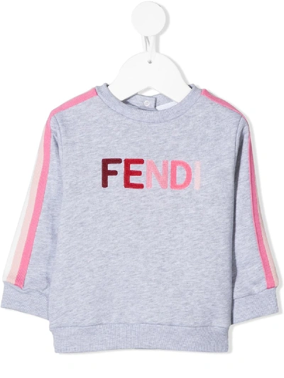 Shop Fendi Logo-embroidered Sweatshirt In Grey